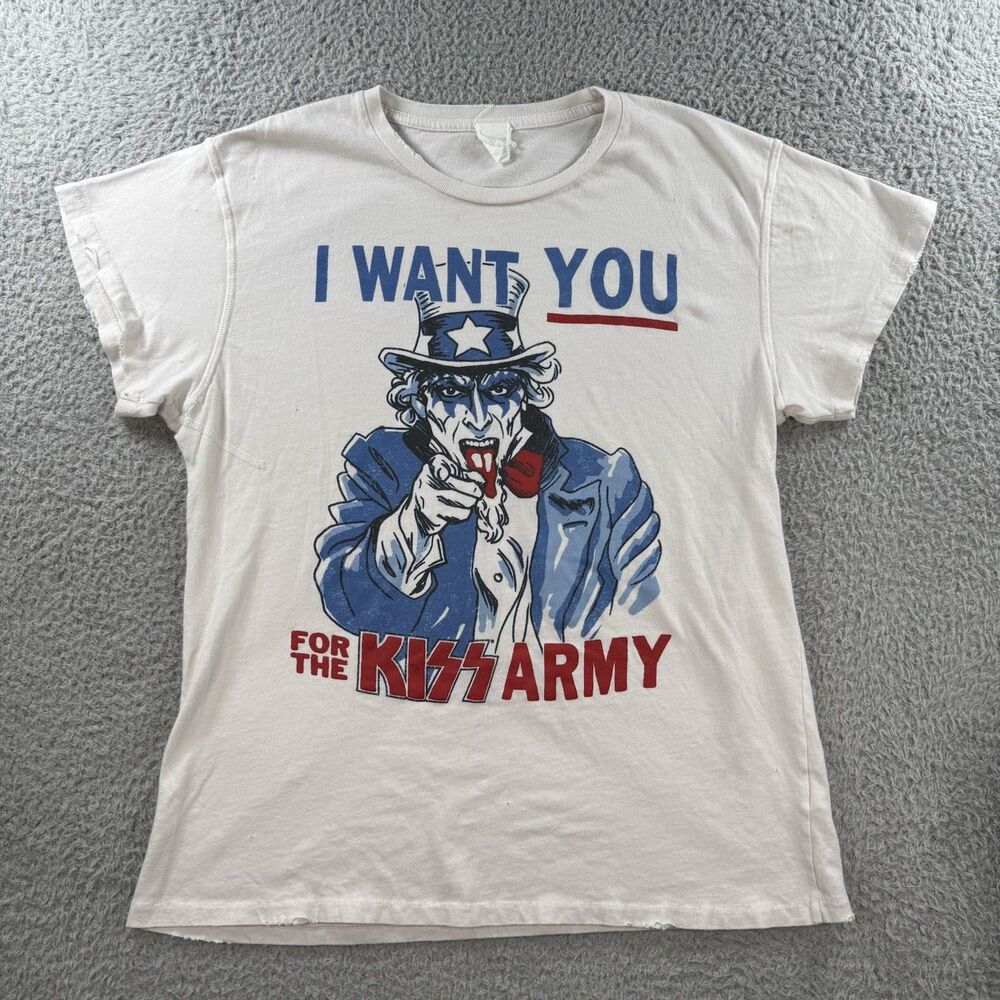 Madeworn KISS Band Tee Shirt Womens Size Medium Distressed USA